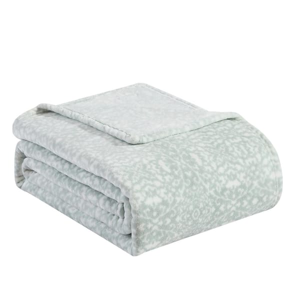 Tommy Bahama Starfish Geo Plush 1-Piece Blue Microfiber Twin Blanket