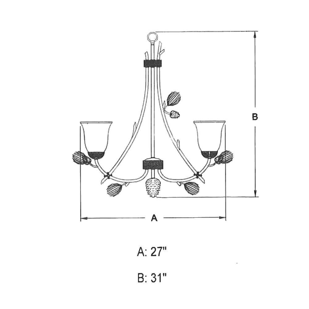 Sierra 31" Bronze Rustic Chandelier with Frosted Glass