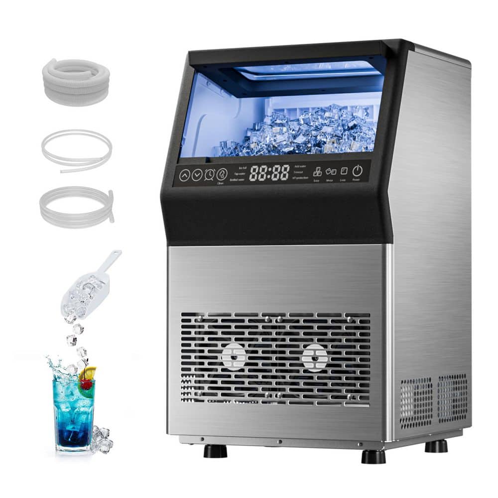 14.17 in. 66 lb./24H Full Size Cubes Freestanding Commercial Ice Maker in Stainless Steel with Dual Water Supply Options price history on PriceWatchPro