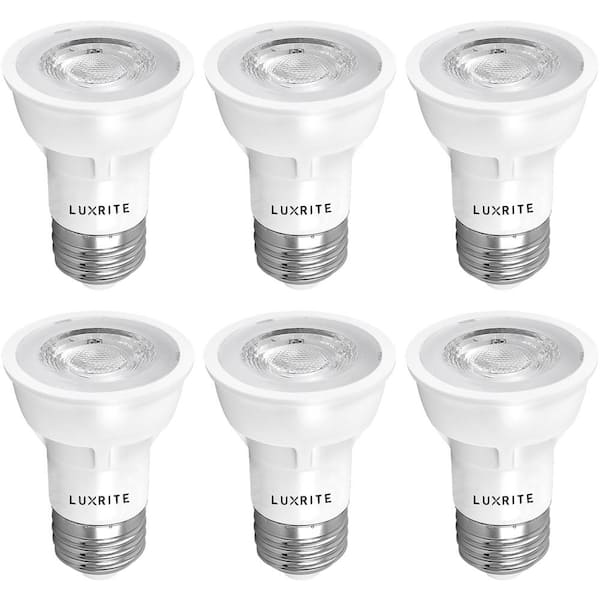 LUXRITE 50-Watt Equivalent PAR16 Dimmable LED Light Bulb Enclosed Fixture Rated 5000K Bright White (6-Pack)