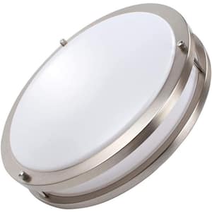 14 in. Silver LED Flush Mount 4000K Dimmable Ceiling Light Fixture