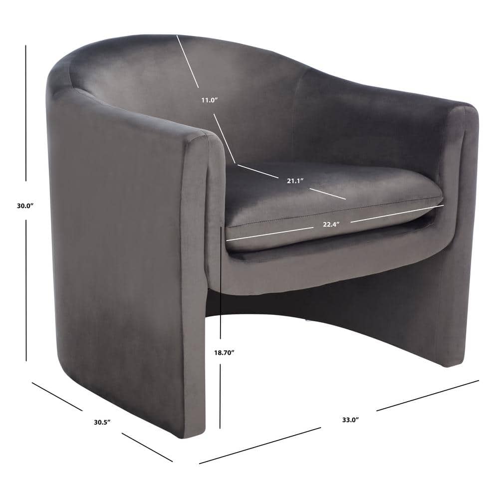 Olivia Dark Grey Velvet Contoured Accent Chair