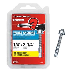 1/4 in. x 2-1/4 in. Zinc-Plated Steel Hex-Nut-Head Solid Concrete Wedge Anchors (25-Pack)