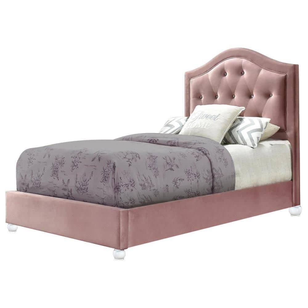 Reggie Pink Twin Upholstered Platform Bed with Storage