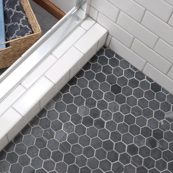 Merola Tile Crag Hexagon Black 11 1 8, Hexagon Shower Floor Tile Ideas
