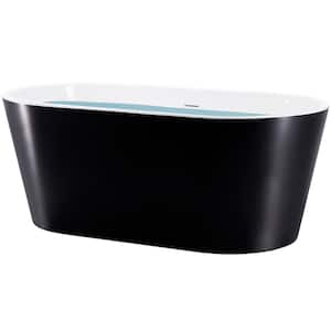 67 in. Acrylic Double Ended Flatbottom Non-Whirlpool Bathtub in Glossy Black