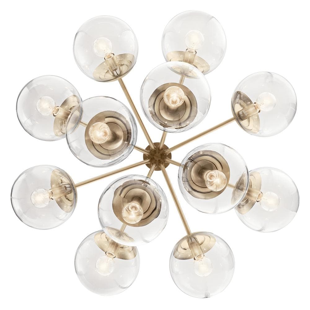 Champagne Bronze 12-Light Clear Glass Chandelier