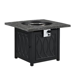 32 in. Metal 50,000 BTU Propane Fire Pit Table Patio Gas Fire Pit with Lid and Lava Rock