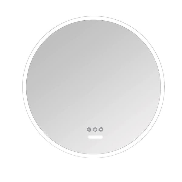 Unbranded 26 in. W x 26 in. H Round Glass Frameless Dimmable Wall Bathroom Vanity Mirror in Silver