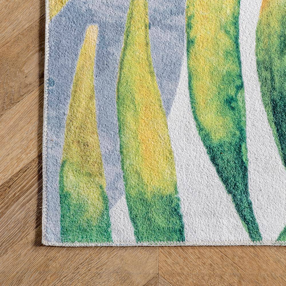 Amelia Multicolor Tropical Washable Rectangular Area Rug, 5' x 8'