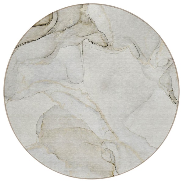 Addison Rugs Chantille ACN523 Beige 8 ft. x 8 ft. Round Machine Washable Indoor/Outdoor Geometric Area Rug