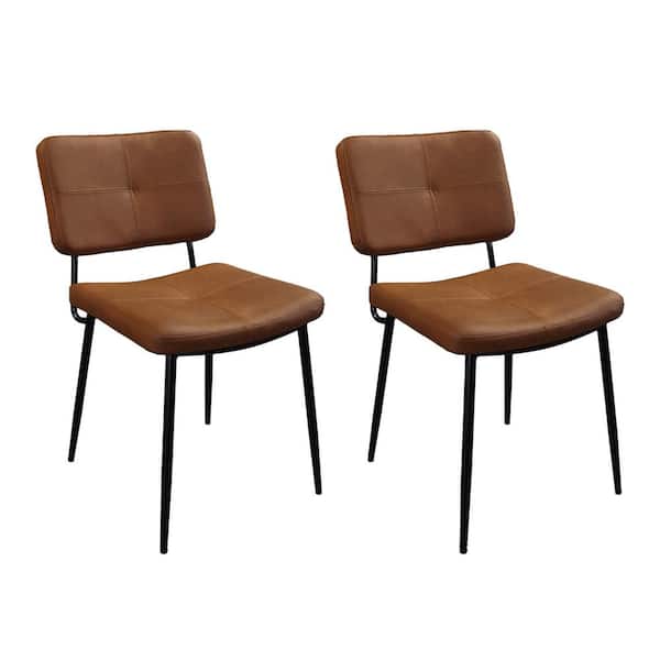 Wateday Vintage Brown PU Leather Upholstered Dining Chairs (Set of 2)