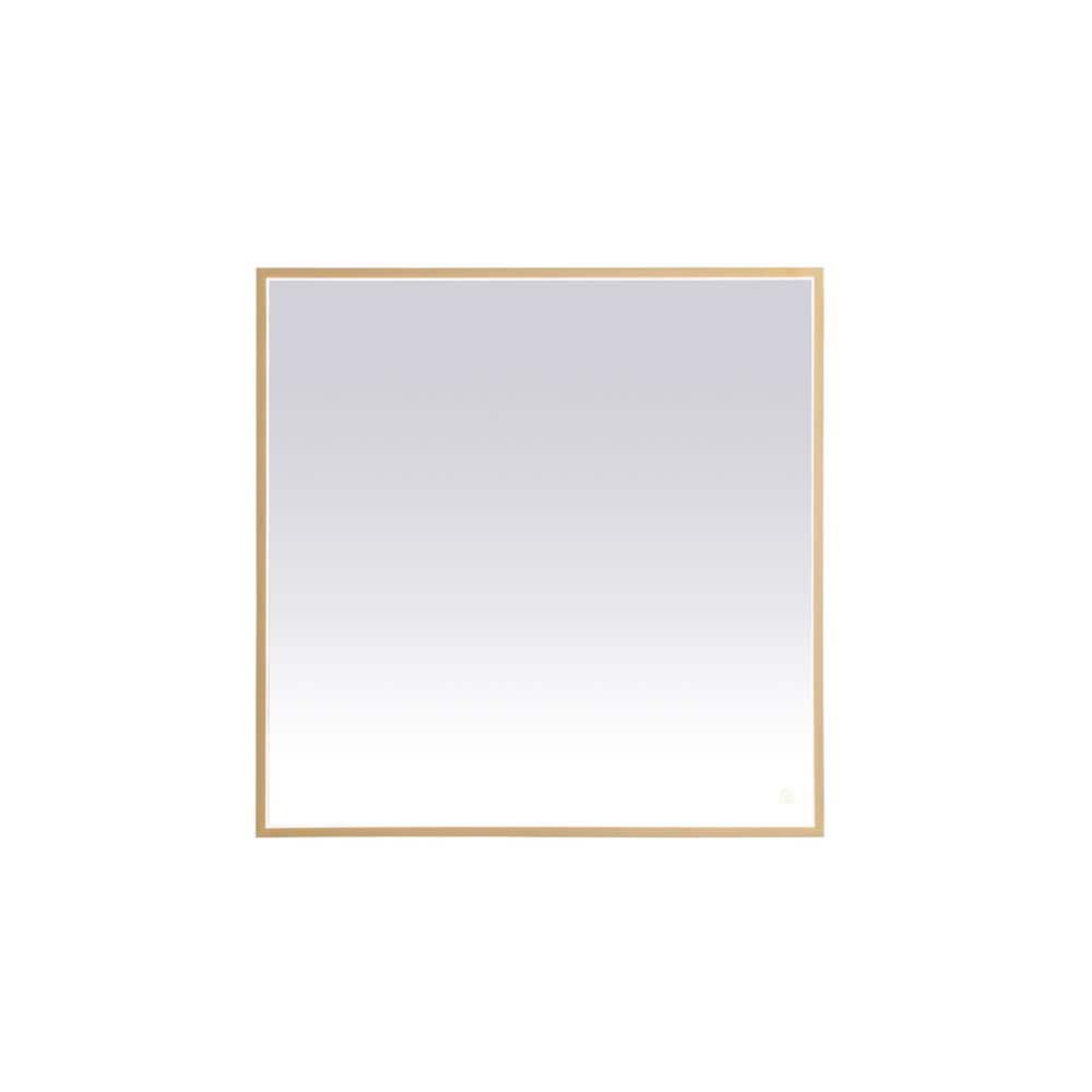 Timeless Home 36 in. W x 36 in. H Aluminum Brass LED Mirror