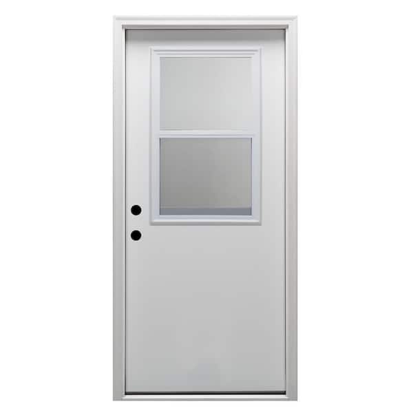 MMI DOOR 36 in. x 80 in. Classic Right-Hand Inswing 1/2-Lite Clear Vented Primed Steel Prehung Front Door on 6-9/16 in. Frame