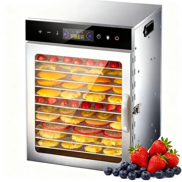 12-Tray Stainless Steel Trays Food Dehydrators, Dehydrator Machine Digital Timer Temperature Control
