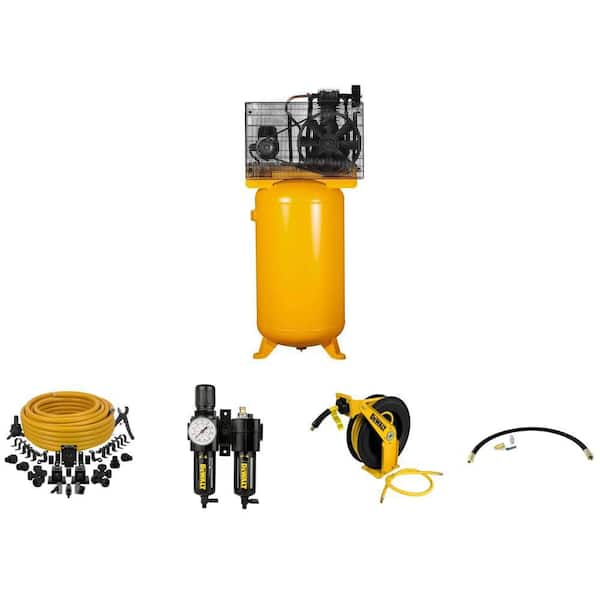80 Gal. Electric Air Compressor, Piping, Filter, Hose Reel and Install Kit