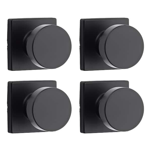 Pismo Matte Black Passage Square Hall/Closet Door Knob 4-Pack