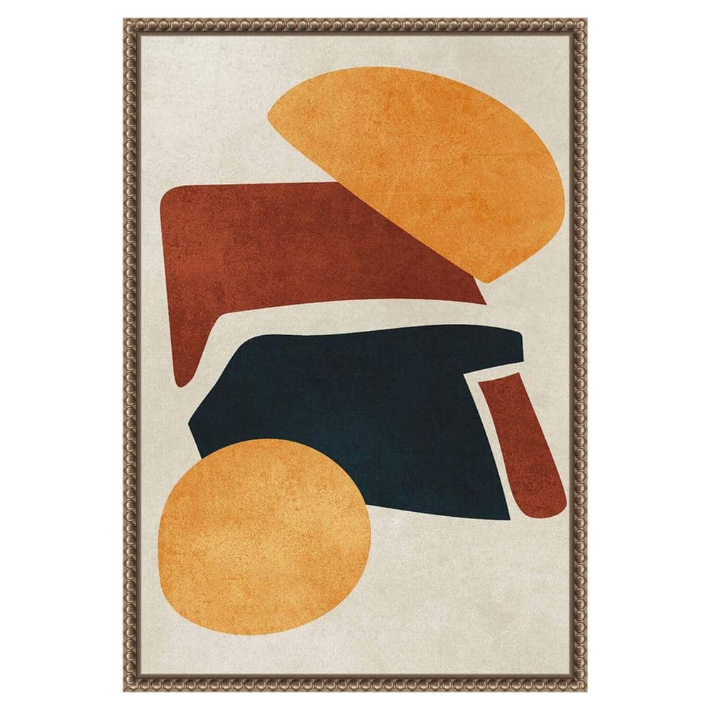 Earth Tone Abstract Canvas Art with Beaded Frame