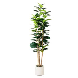 7 ft. Artificial Fiddle Leaf Tree in Decorative White Planter