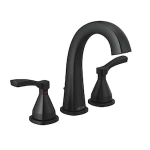 Stryke 8 in. Widespread 2-Handle Bathroom Faucet with Metal Drain Assembly in Matte Black