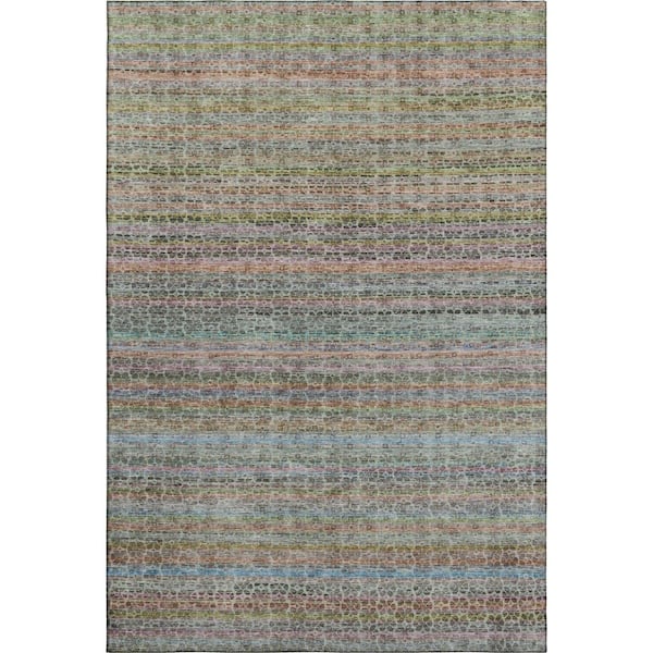 Mayfield Premium Machine Washable Abstract AMF2155 Aqua 9 ft. x 12 ft. Area Rug