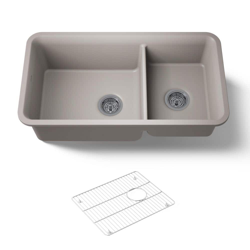 KOHLER Cairn Undermount Neoroc Granite Composite 33.5 in. Double