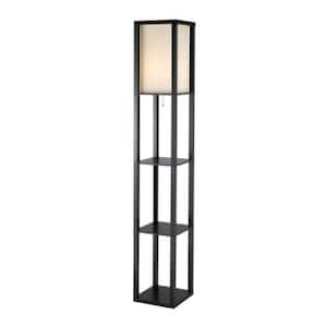 72 in. Black and White 1 Light 1-Way (On/Off) Column Floor Lamp for Liviing Room with Acrylic Square Shade