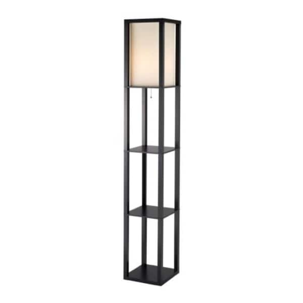 HomeRoots 72 in. Black and White 1 Light 1-Way (On/Off) Column Floor Lamp for Liviing Room with Acrylic Square Shade