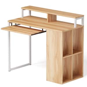Moronia 42 in. W Retangular Maple Wood Computer Desk with Monitor Stand and 24 in. Slide-out Keyboard Tray