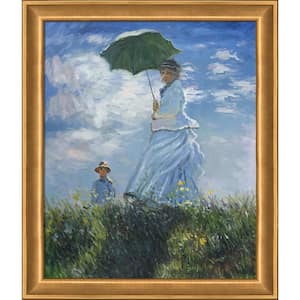 Madame Monet and Her Son by Claude Monet Muted Gold Glow Framed People Oil Painting Art Print 24 in. x 28 in.