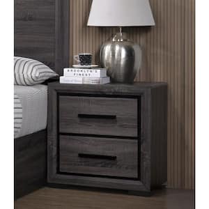 Baxley 2-Drawer Gray Nightstand