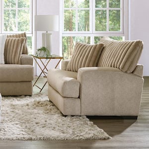 Lola Light Brown Chenille Accent Chair With Reversible Cushions