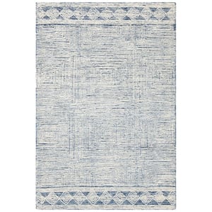Abstract Ivory/Navy Doormat 2 ft. x 3 ft.y Geometric Striped Area Rug