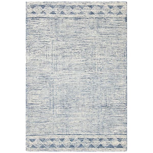 SAFAVIEH Abstract Ivory/Navy Doormat 3 ft. x 5 ft. Geometric Striped Area Rug