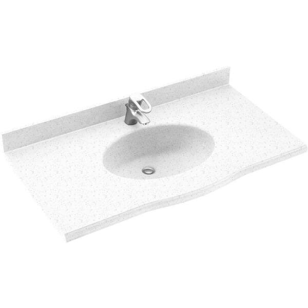 Swanstone Europa 55 in. Solid Surface Vanity Top with Basin in Arctic Granite-DISCONTINUED