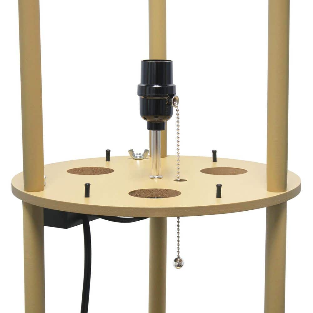 Modern Tan 62.5" Shelf Etagere Floor Lamp with USB Charging Ports