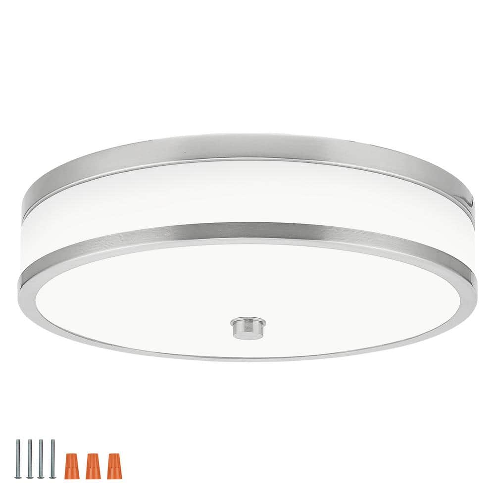 Donohue 15 in. Brushed Nickel Flush Mount Ceiling Light with Acrylic Shade 