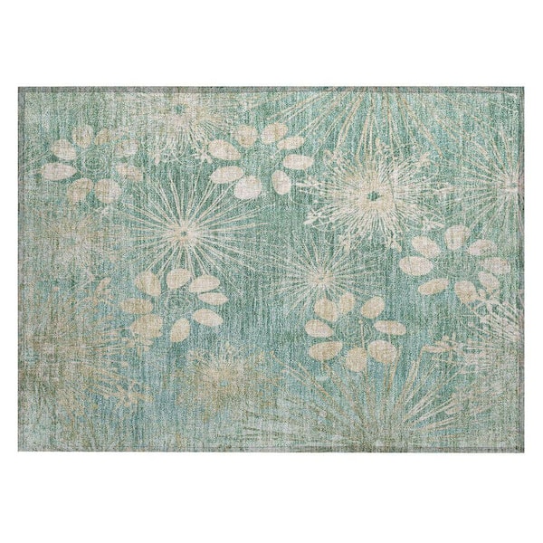 Chantille Machine Washable Indoor/Outdoor Abstract ACN2225 Teal 1 ft. 8 in. x 2 ft. 6 in. Accent Rug