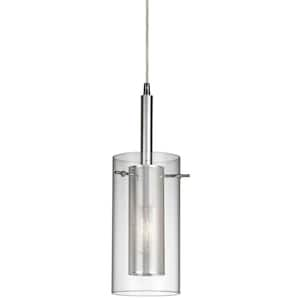 Percy 100-Watt 1-Light Polished Chrome Shaded Pendant Light with Glass Shade