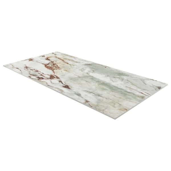 Montari Green Sky 4 in. x 0.35 in. Marble Look Polished Porcelain Floor and Wall Tile Sample
