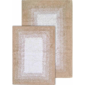 Whitney Ombre Reversible Doeskin Beige 21 in. x 34 in. and 17 in. x 24 in. 2-Piece Bath Rug Set