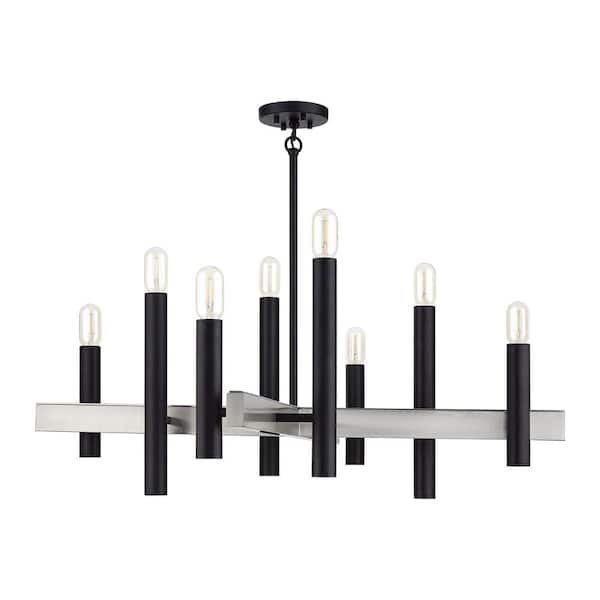 Livex Lighting Helsinki 8-Light Black with Brushed Nickel Accents Chandelier