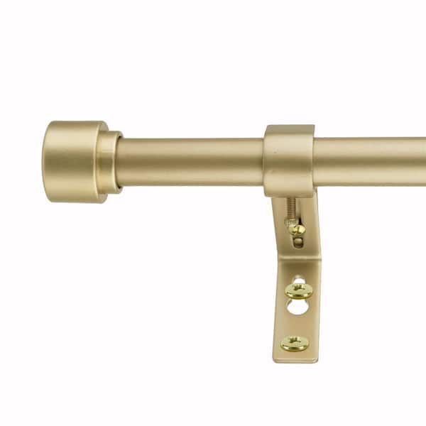 Decopolitan Knob 18 in. - 36 in. Adjustable Curtain Rod 3/4 in. in Antique Brass with Finial