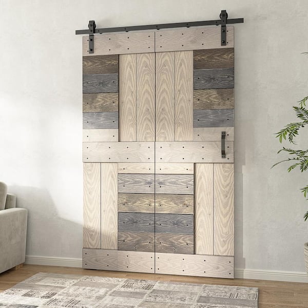 Coast Sequoia Assembled Arch Top 30in./36in./48in. X 84in. Knotty Pine Wood Unfinished Bi-Fold Door With Hardware Kit (Unfinished, 72in. X 84in