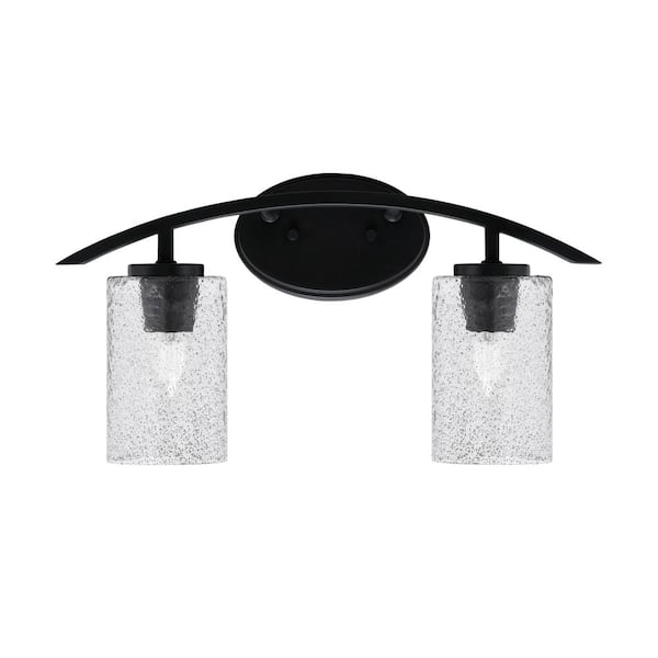 Unbranded Siena 18.25 in. 2-Light Vanity Light Matte Black with Smoke Bubble Glass Shades