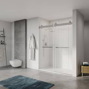 56 in. to 60 in. W x 76 in. H Sliding Frameless Shower Door in Chrome Finish with Tempered Glass