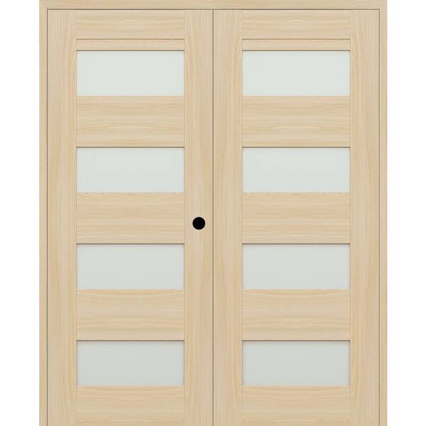 Belldinni Vona 07-08 56 in. W. x 96 in. Left Active 4-Lite Frosted Glass Loire Ash Wood Composite Double Prehung Interior Door