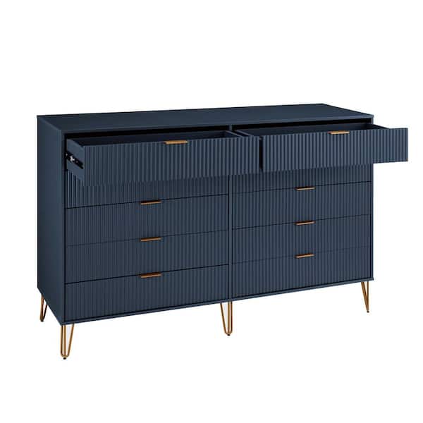 Manhattan Comfort DUMBO Modern 10-Drawer Double Tall Dresser in Midnight Blue Manhattan Comfort DUMBO Modern 10-Drawer Double Tall Dresser in Midnight Blue
