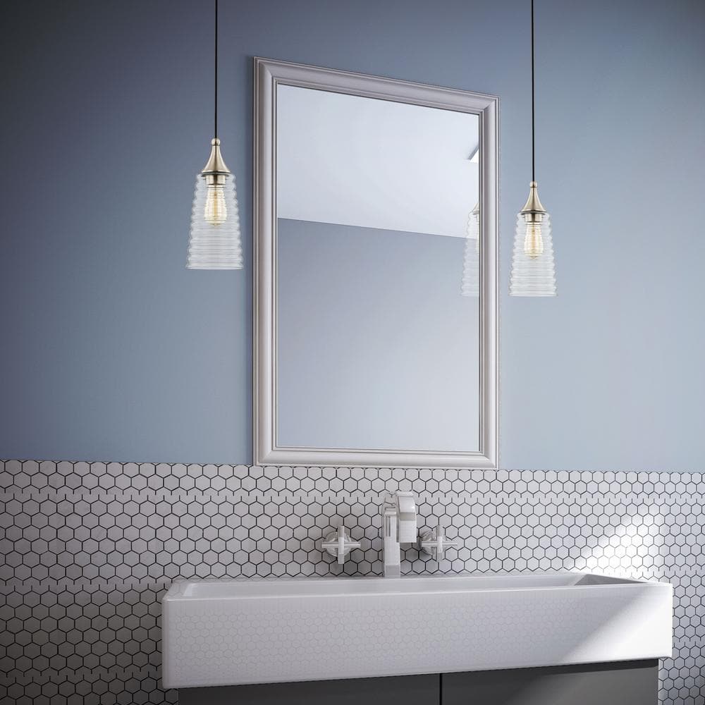 Coastal Elegance Brushed Nickel 1-Light Mini Pendant with Clear Glass