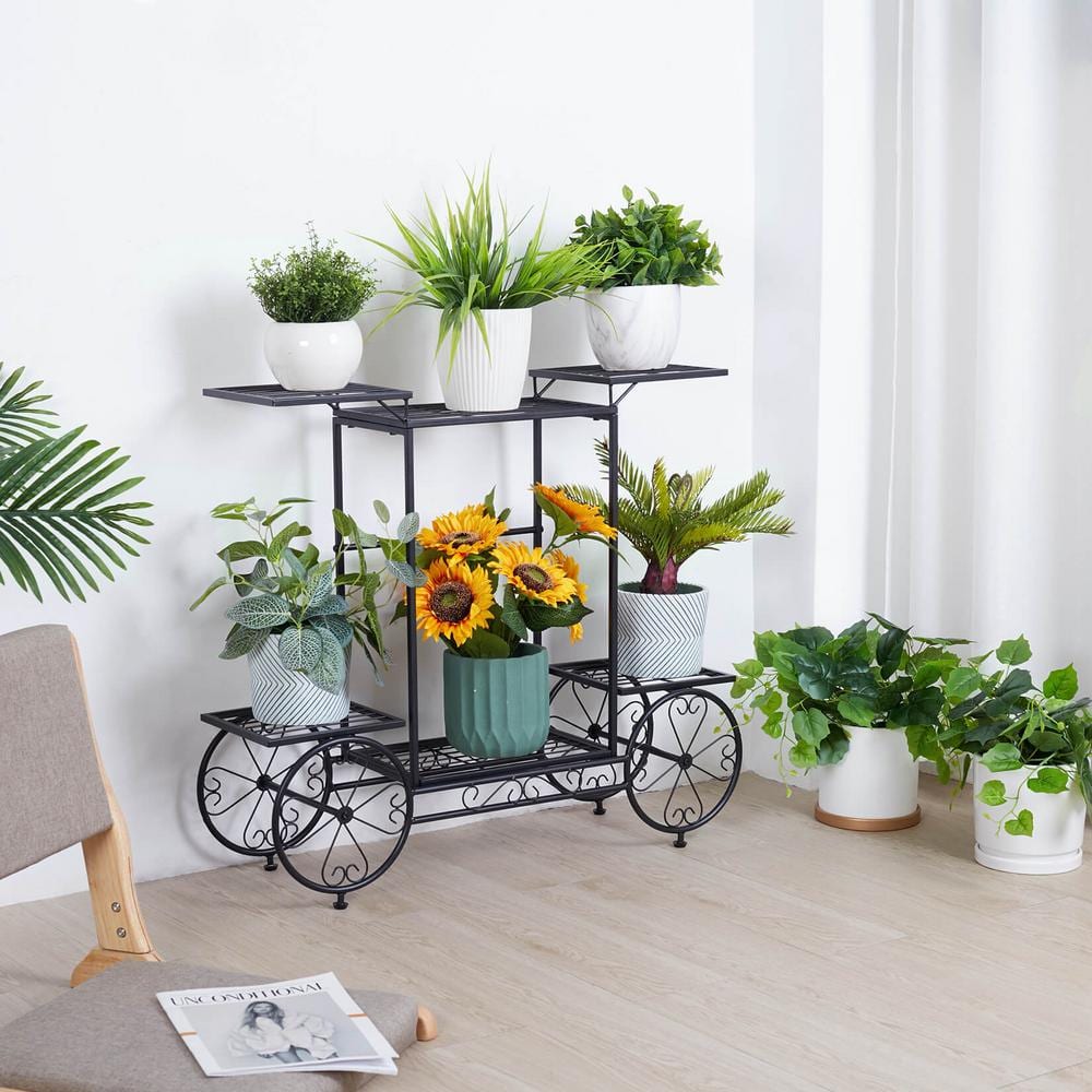 Black Iron 6-Tier Parisian Style Plant Display Cart